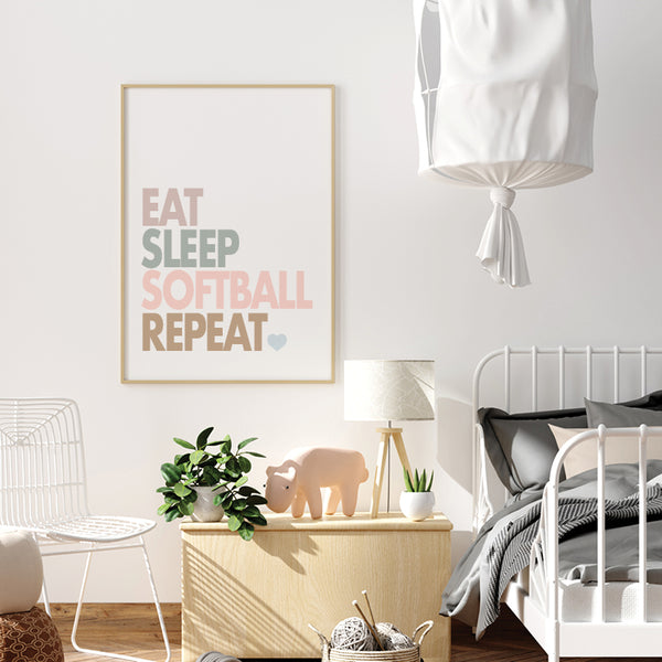 Eat Sleep Softball Poster