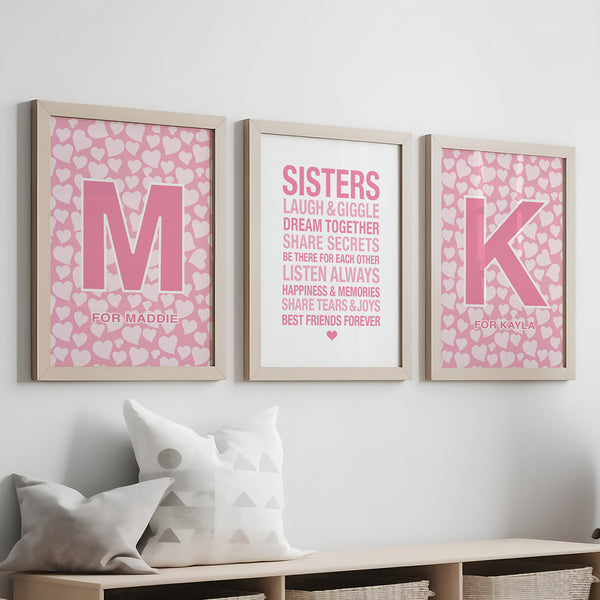 personalized sisters room decor nursery prints