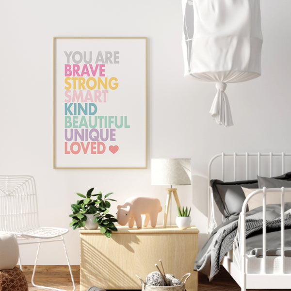 Positive girl bedroom wall decor