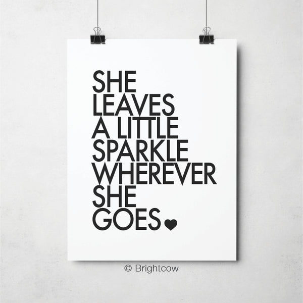 She leaves a little sparkle black and white printable