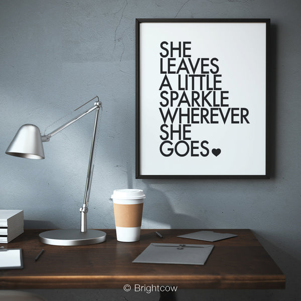 She leaves a little sparkle black and white printable