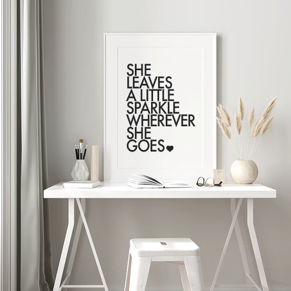 She leaves a little sparkle black and white printable