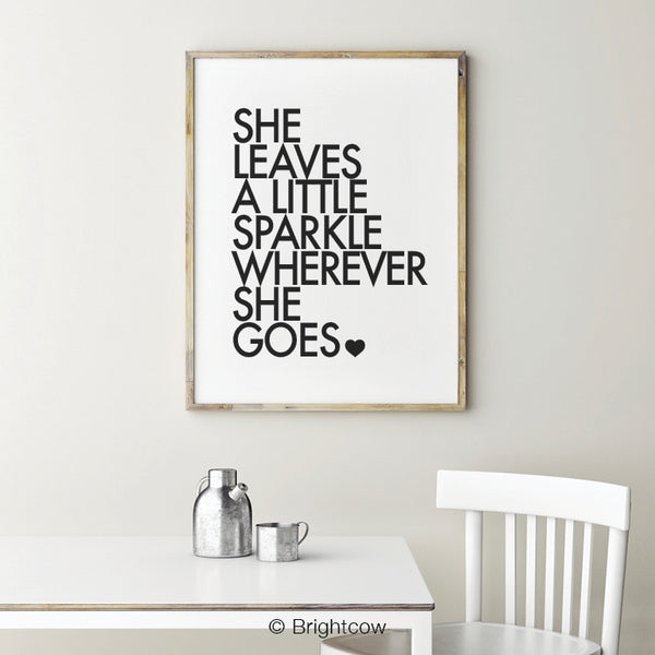 She leaves a little sparkle black and white printable