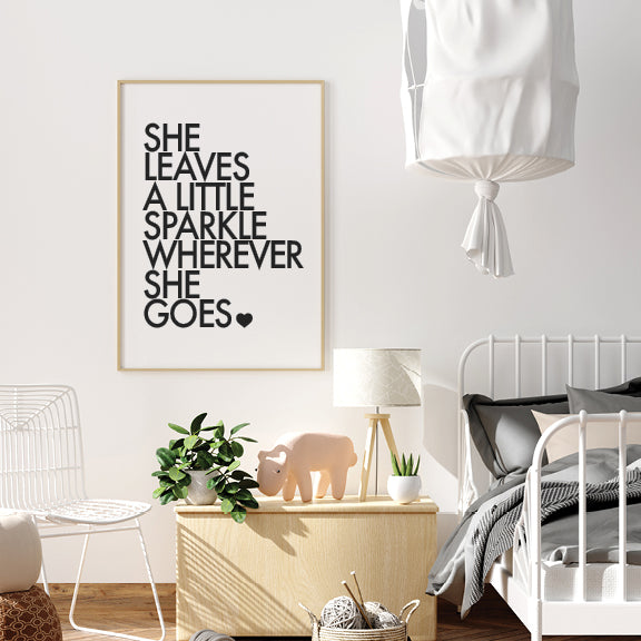 She leaves a little sparkle black and white printable