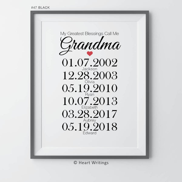 Grandparents Gifts from Grandkids with Birthdates