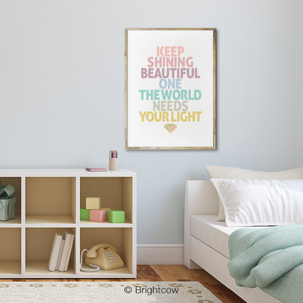 Keep Shining Inspirational girl wall art
