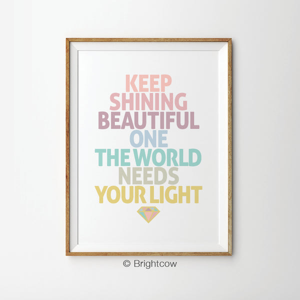 Keep Shining Inspirational girl wall art