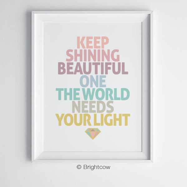 Keep Shining Inspirational girl wall art