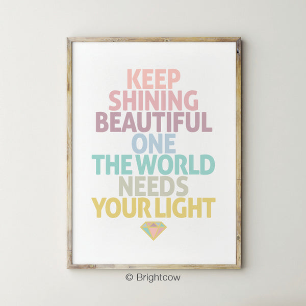 Keep Shining Inspirational girl wall art