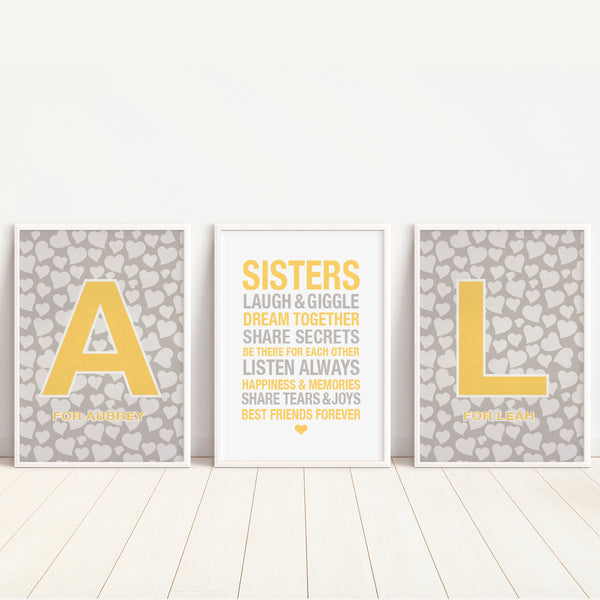 minimalist sibling quote wall art girls shared room
