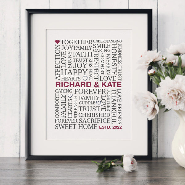 Typographical Romantic Words Wall Decor