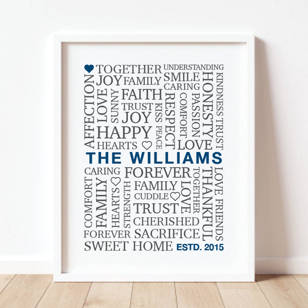 Typographical Romantic Words Wall Decor