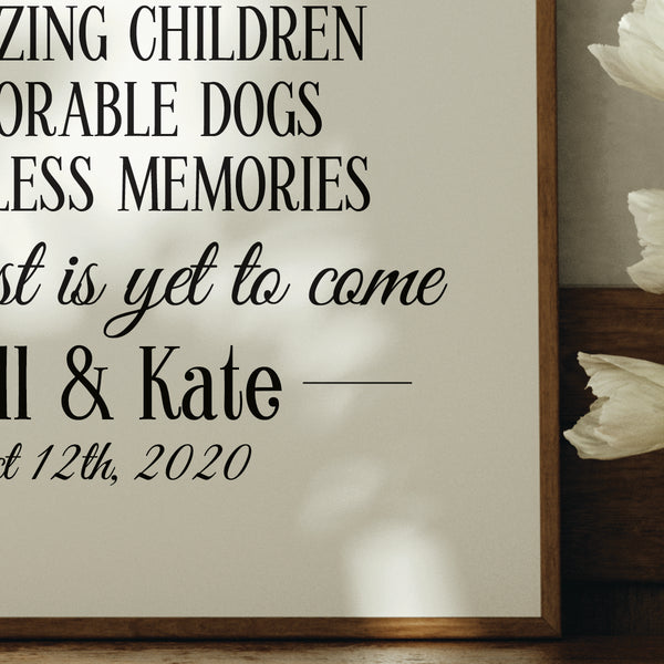 Close-up of crisp archival ink printing on a custom 20th wedding anniversary print