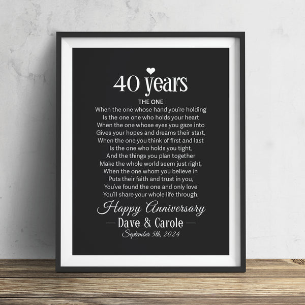 40th Wedding Anniversary Keepsake Gift for Husband