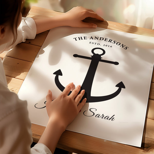 Anchor black and white family wall art