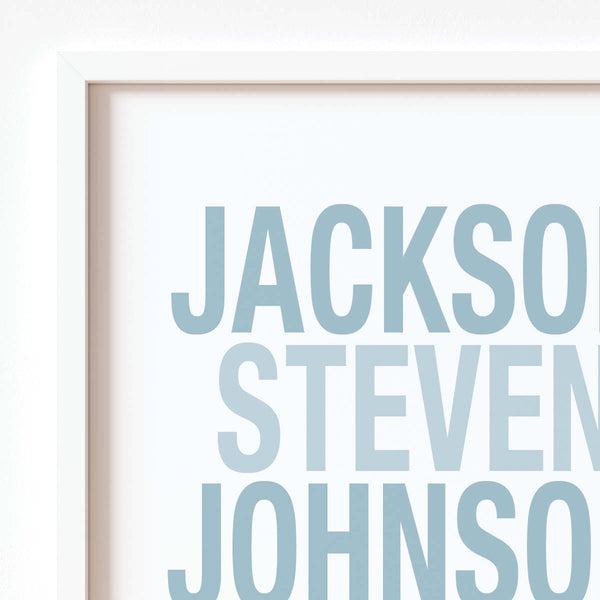 Baby boy birth information wall art print for keepsake décor