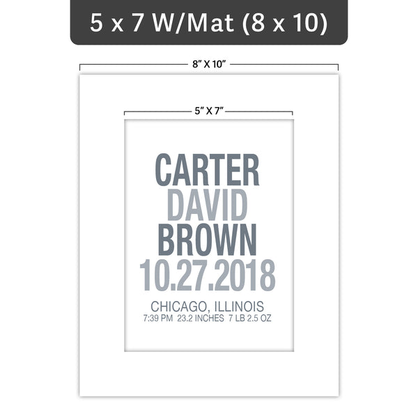 Minimalist Baby Boy Birth Stats Print