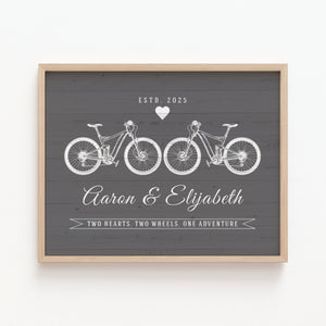 Bicycle themed Personalized couple wall art