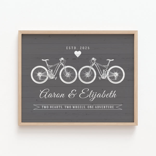 Bicycle themed Personalized couple wall art