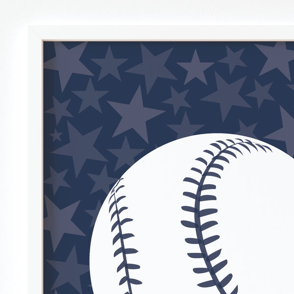 Close-up detail of crisp baseball stitching graphics and custom player typography