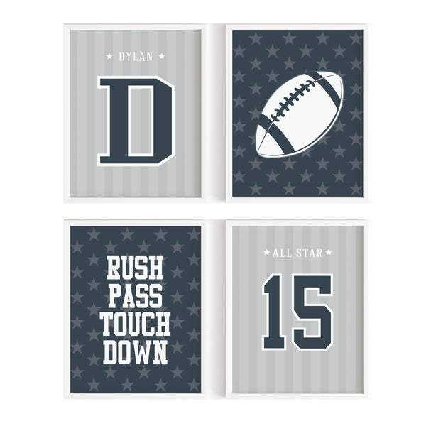 Personalized Basketball Nursery Wall Art - Boys Sports Room Decor (4-Pack)