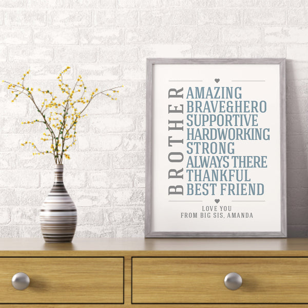 Graduation gifts for brother from sister featuring inspirational brotherhood phrases