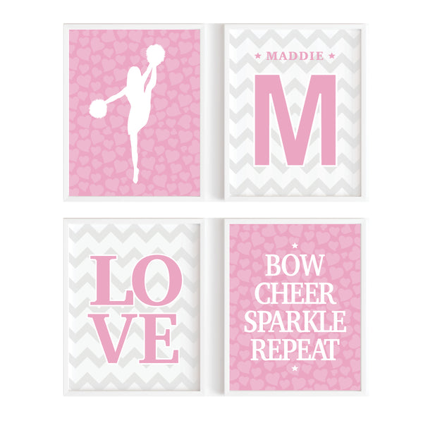 teen cheerleader wall art set of 4 pastel sports prints for girls bedroom