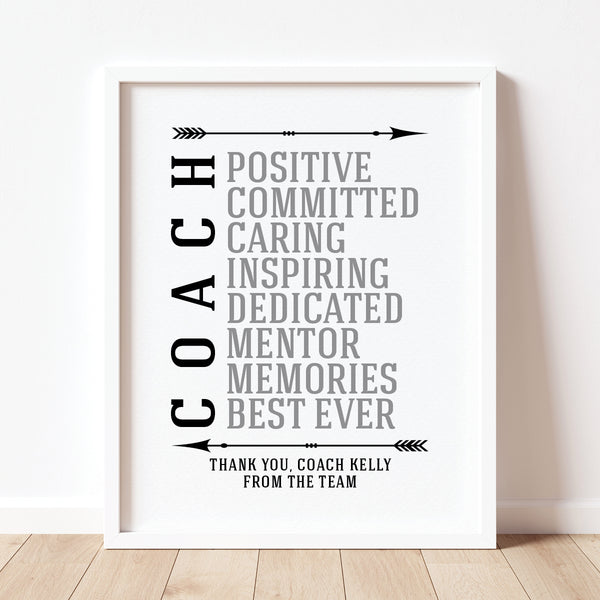 Coach Wall Art Gift with Meaningful Words