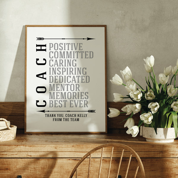 Coach Wall Art Gift with Meaningful Words