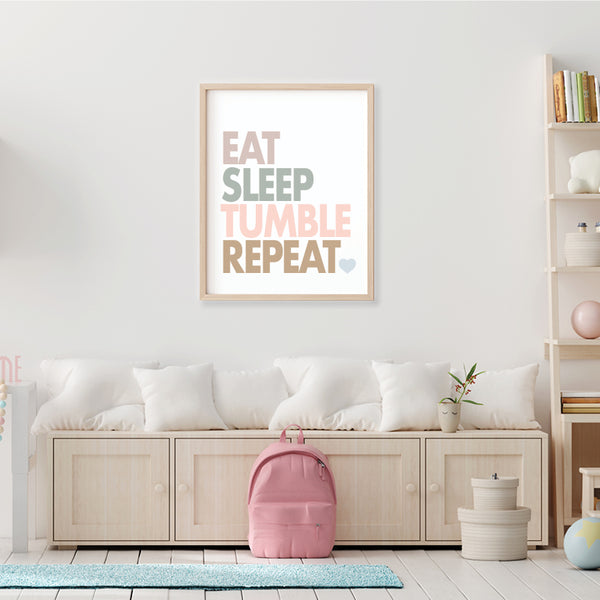 Eat Sleep Tumble Repeat Wall And Art Print