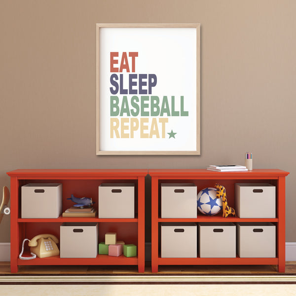 Eat Sleep Baseball Repeat wall art