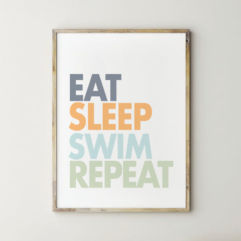 Eat Sleep Swim Repeat Downloadable Wall Print