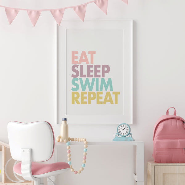 Swimming girl room wall art