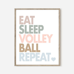 Eat Sleep Volleyball Repeat Quote Wall Art