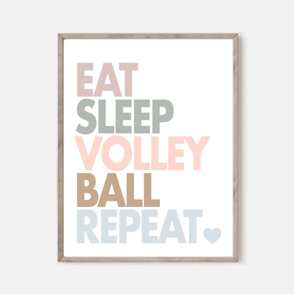 Eat Sleep Volleyball Repeat Quote Wall Art