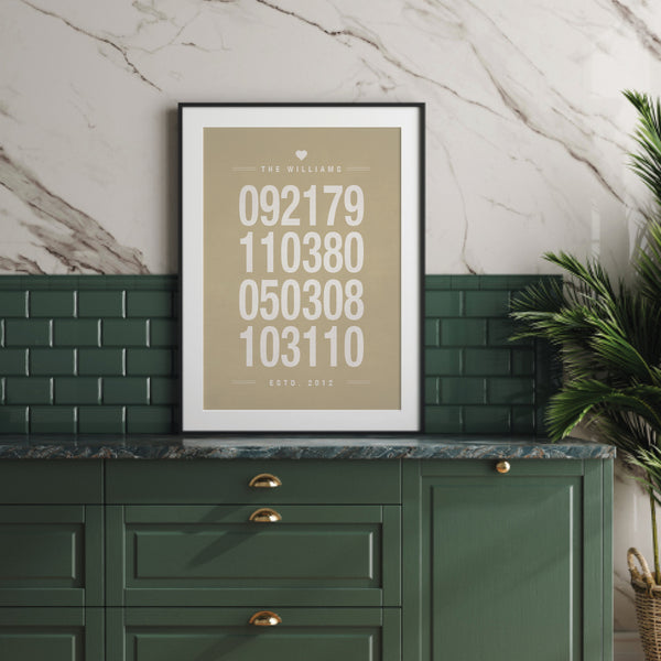 Modern family birthdates wall art