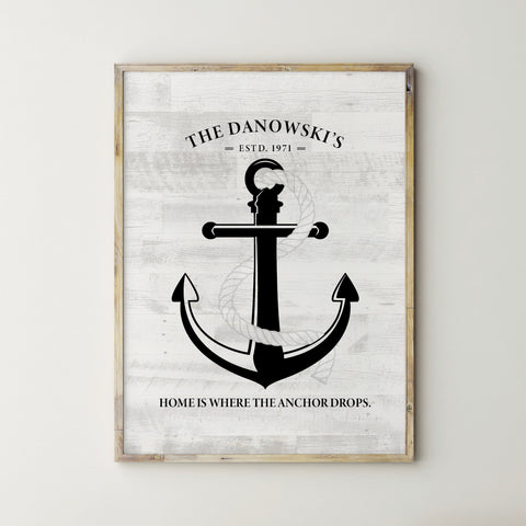 Beach House Anchor Family Name Wall art print