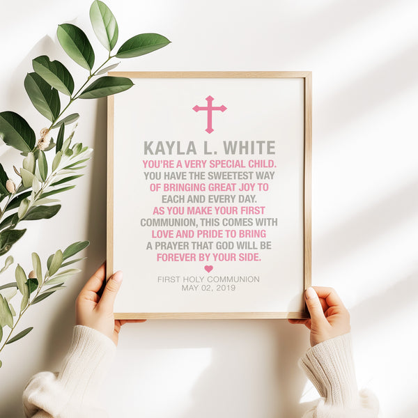 Unique wall art gift from godparents for girl's First Communion