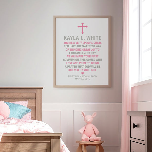 Elegant religious keepsake for girl's Holy Communion