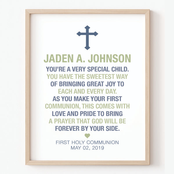Religious wall décor for First Communion boy