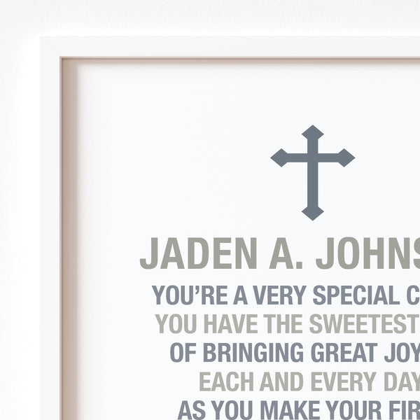 ersonalized religious wall décor for boy’s keepsake