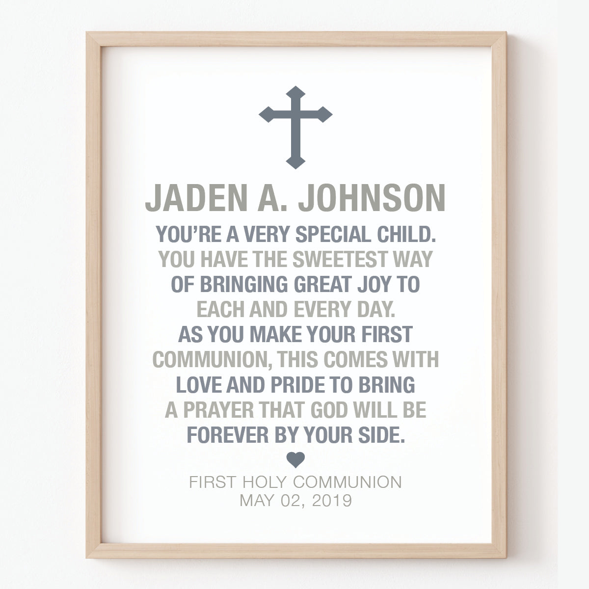Personalized First Holy Communion wall art gift for boy
