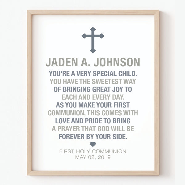 Personalized First Holy Communion wall art gift for boy