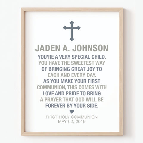 Personalized First Holy Communion wall art gift for boy
