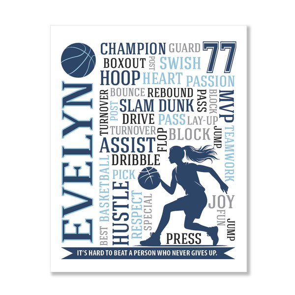 Meaningful basketball graduation gift for teen girls featuring motivational quotes and team colors