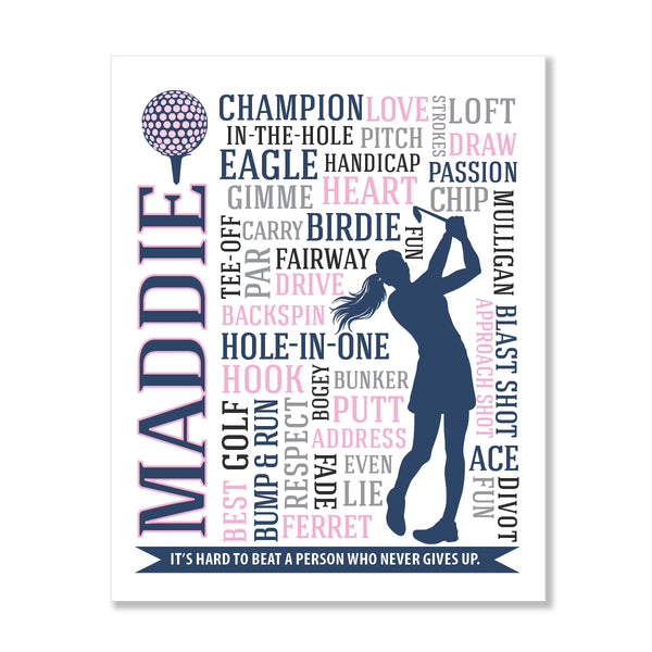 Customized golf invitation or tournament reward print with high-quality typographic design