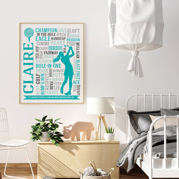 personalized typographic wall art in custom school or club team colors