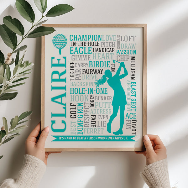Minimalist golf typography print on premium 200gsm matte paper for home