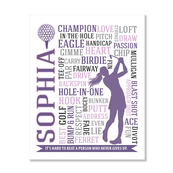 Meaningful golf graduation gift for teen girls featuring motivational quotes and custom team colors