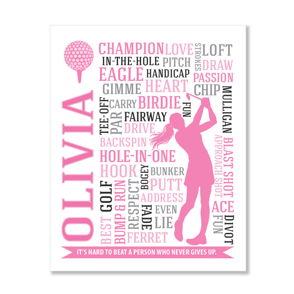 Heartfelt golf coach appreciation gift or player keepsake with inspiring sports typography